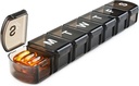 XL Týdenní box Pořadatel 7 Den, 1 týden Jumbo Pill Disperser Případ Jednou denně, MOLN Hymy Denní medicína Kontejner držet léky, vitamíny, rybí oleje a dodatek (Black