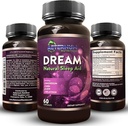 Dream přírodní spánkový doplněk pro dospělé - Relaxační spánek, Wake Rested - Nenávykové spánkové kapsle bez cukru, sacharidy - Melatonin, hořčík, 5HTP, L-theanine, GABA- Non- GMO 60 Spící pilulky