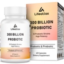 300 miliard CFU Probiotika - Probiotika pro ženy a muže, 12 Probiotických drážek Plus Prebiotic, pro imunitní a stravitelné, Gut zdraví, plynové floating, Stabilní skladování - 60 Caps