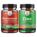 Bundle mladých Trans Resveratrol - Resveratrol Kapsle s AMPK Activator pro buněčné zdraví a vitalitu a Zinek 50mg Imunitní Supplement - Zinkový komplex pro vylepšení vlasové kůže a nehtů