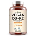 AMANDEAN Vegan Vitamin D3 K2. 5000 iu z Řasy. All- Trans MK-7. 120 Softgels. Plant- based & Karagenan Free. Organic Coconut Oil Blend. pro Mood, kosti, srdce, imunitní zdraví (balení květen Vary)