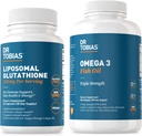Dr. Tobias Omega 3 Rybí olej a liposomální glutathion - podporuje imunitní funkci, zdraví pokožky a absorpci živin - Non- GMO
