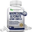 Premium Magnesium Glycinate 425mg - 180 Veganových kapslí - Pomáhá se stresovou úlevou, spánkem, svalovými křečemi a zdravým srdcem 124;