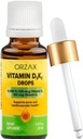 ORZAX Vitamin D3 K2 Kapky - Podporuje hustotu kosti a vápník Absoprtion - pro kosti, svaly a srdce - (0.67fl oz - 20 ml)