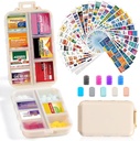 14 Grids Travel Pill Organizer Box s 415-Pcs Medicine Název etikety - Pocket Daily Pharmacy Case Container Kit - Travel Medication Holder Disperser for Fish Oil vitamin Supplement Storage - Khaki