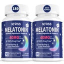 Melatonin 40 mg pro dospělé - Rychlý rozpustit a žvýkat sublingvální spánkový doplněk - Extra síla melatonin s vitaminem D3 & MSM, Selen pro zdravotní odpočinek cyklus, hluboké Zzzs, Sugar- zdarma, 180 Služebnictví