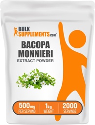 BulkSupplements.com Bacopa Extract Powder - Bacopa Monnieri Dodatek, Bylinný dodatek - Vegan & gluten zdarma, 500 mg na Serving, 1kg (2,2 kg) (Balení po 1)