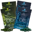 EtherGYbits / REVERYbits - Organic Spirulina & Chlorella Tablets - Single Serving Sample Packs - Algae Superfood - High Protein, Chlorofyl - Self Care - Vegan, Keto, Gluten Free - 4 sáčky, 30 / Bag