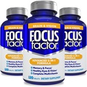 Focus Factor Dospělí Doplněk mozku a vize, 120 Count- Eye Vitamin, Minerální dodatek, Kompletní Multivitamin s Lutein & Zeaxanthin - Dodatek mozku pro zaměření, koncentrace, paměť (3 Pk)