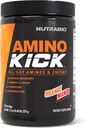 NutraBio Amino Kick - BCAA Powder with Natural Caffeine - Amino Acids Supplement for Energy, Hydration & Recovery - BCAA, Electrolytes & Amino Acids - Orange Mango, 30 Servings