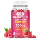 Glycinátové gumy hořčíku 500 mg doplněk hořčíku s vápníkem, zinek, vitamin C, B6, D3-klid Žvýkací gumy pro děti & Adults- Sleep, Mood & Muscle Support- Raspberry Flavor, 60 Gumy