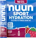 Nuun Sport Electrolyte Powder Packets s hořčíkem, vápníkem, draslíkem, chloridem a sodíkem, Hydratační balíčky pro On- the- -, Smíšené Berry Flavor, gluten zdarma & Vegan, 16 Jednorázové