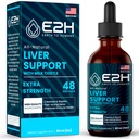 Jaterní čištění Detox & Opravy - Bylinné Jaterní Support Mléko Thistle Dodatek - Silymarin Mléko Thistle Doplňky s kořen pampelišky, Chanca Piedra, Turmeric Root & Artichode Extract - 2 Fl Oz by E2H