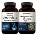 NatureBell Magnesium Glycinát Kapsle 500mg & Advanced Electrolyte Hydration Pills Bundle Pack 124; Chelated & Purified Mineral Capsule 124; Fast Hydrating Keto Electrolytes