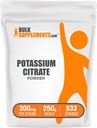 BulkSupplements.com Citrát draselný prášek - pro Hydratační podporu, Minerální dodatek, Draslík 99mg - Gluten zdarma, 300mg na Serving, 250g (8.8 oz) (balení po 1)
