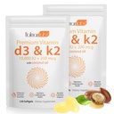 2 Taška vitamin D3 K2 doplněk Softgel, Vitamin D3 K2 Softgel s 10000 IU podporuje imunitní, srdce, zuby a kostní zdraví, bez GMO, Lepek, Soy