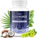 FlowForceMax Bylinný Supplement - Přírodní Plant- Based Formule s pilou Palmetto Extract 124; 30 Žvýkací tablety, 1 měsíc Dodávka, Made in USA