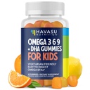 Omega 3 6 9 + DHA Gummies for Kids - Vegetarian, Plant- Based Fish Oil with DHA and EPA for Children 2 + to Support Body and Brain Development - No Fishy Taste - Lemon and Orange Flavors - 60 Count