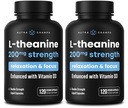 NutraChamps L- Theanine 200mg Kapsle, Dvojitá síla L- Theanine Liquid s vitaminem D3, Organický kokosový olej, 120 Vegan Kapsle (Balení po 2)