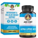 Ancient Bliss Alpha Lipoic Acid Supplement, Antioxidant and Energy Support, ALA Supplement with Bioperine, No Gluten and Soy, 600mg per Serving, 60 Vegan Kapsle