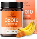 HERBAMAMA CoQ10 Gummies - 200mg Coenzym Q10 pro antioxidační podporu - Vegan, Non-GMO Daily Energy Supplement - 90 Pectin- based Banana- Ochucené Chews