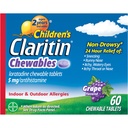 Dětské Claritin Chewables 24 HR Dětské alergie Medicína, Grape, 60 Počet