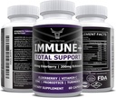 OX Nutrition 10 in 1 Elderberry, Vitamin C, Zinek, Vitamin E, Vitamin B6, Echinacea, Česnek, Kurkuma, L-glutamin HCL & Lactobacillus Probiotics & Antioxidanty pro imunitní obranu 1 měsíc Dodávka
