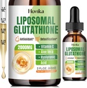 Lipozomální Glutathione dodatek 2000mg, tekuté Glutathione Drops s vitaminem C, Master antioxidanty pro imunitní systém, stárnutí obrany, kůže hlava, Detox jater - Superior Absorpce, Vegan 2 Fl Oz