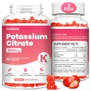 2 Pack draselné gumy pro dospělé ženy a muže, Citrát draselný dodatek, Podpora nohy křeče, Muscle Health & Electrolyte Balance, Bez cukru, Organic, Vegan, Jahoda, 120 Cts