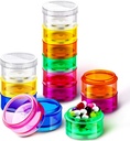 Sierry 7 dní Stackable Pill Organizátoři 7 Komory kulaté Pill Boxy Tower Týdenní Vitamin Individuální skladovací kontejnery Cestovní kufry s Lids pro léky, vitamíny a doplňky (2 sady)