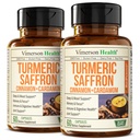 Saffron doplňky - 89mg Saffron Extract a 1000mg Tumeric Blend - Turmeric Supplement with Ceylon Cinnamon and Cardamom for Mood, Paměť a Oční zdraví - Společné doplňky pro ženy a muže - 2 Pack