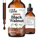 Wild & Organic Black Walnut Tincture - Detox Cleanse w / Black Walnut Hull Extract - Bylinný dodatek pro Gut Cleanse Detox and Digestive Well- Being - Vegan, Cukr & Alcohol- Free - 4 fl oz