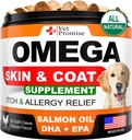 Omega 3 pro psy - Doplněk kůže a oděvů - Rybí olej pro psy Žvýkačky - Alergie a Itch Relief - Anti Shedding dodatek - Suché ošetření pokožky - Lososový olej - Vyrobeno v USA - 120 Soft Treats