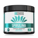 Zhou Spirulina Powder - Blue Green Spirulina Superfood for Women & Men with Vegan Protein, Chlorofyl & Phycocyanin for Smooth Energy & Longevity, Drink Mix for Smoothies - 6 oz Jar (48 Servings)