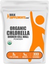 BulkSupplements.com Organic Chlorella Powder - Broken Cell Wall, Green Superfood Powder, Chlorella Doplněk - Lepek zdarma, 3g na Serving, 1kg (2,2 lbs) (balení po 1)