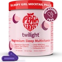 Peach Perfect Twilight Magnesium Glycinát Spánek Multivitamin Magnesium dodatek s organickým Tart Cherry, Heřmánek, 5-HTP, L-Tryptofan, Natural Sleepy Girl Mocktail, 60 Kapsle, 30 Sluhy