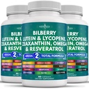 NEW AGE Eye Health Vitamíny s Bilberry Lutein & Zeaxanthin Lycopene Resveratrol Grape Seed Extract Astaxanthin - Oční vitamín - 180 Počet