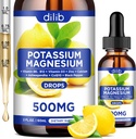 Draslík Magnesium Citrát dodatek, tekutý hořčík Citrát Kapky 500 mg s Ashwagandha, vápník, zinek, vitamín D3, B6, B12, CoQ10 - Vegan 2 fl oz Lemon Flavor