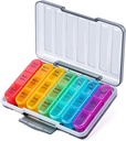 Odaro Pill Organizátor 3 krát denně - Přenosná týdenní medicína Box s 7 samostatných kontejnerů, Cestování 7 den Pill Box, černá
