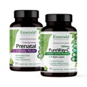 Emerald Labs Bundle s Prenatal 1- Daily Multi (60 Veg Caps) & PureWay-C (90 Veg Caps) - Prenatal Multivitamin s methylovaným folátem, železo & Více * - Vitamin C dodatek s R-Alpha Lipoic Acid *
