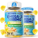 Vegan Omega33 Gummies 1000mg + Turmeric - Omega 3 Fish Oil Alternative pro dospělé - Řasy DHA 600mg & EPA 300mg, Vitamíny A, C, E, Zinek & MSM, Sugar Free, 120 Cts