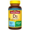 Nature Made Vitamin D3 5000 IU (125 mcg) Softgels, Extra Strength Vitamin D Dodatek pro podporu kostí a imunitního zdraví, 90 Softgels, 90 Day Supply