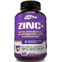 NutriFlair Zinek 50 mg - s vitaminem C, Elderberry, Echinacea Purpurea Extract, oxid zinečnatý - Porovnat s pikolinát, Citrát, Oxid - Kompletní imunitní podpůrná formule pilulky se 4 imunitní obrany