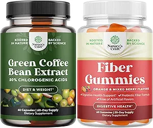Svazek čisté zelené kávy Bean Extract s 50% chlorogenové kyseliny pro antioxidační srdce duševní soustředění a chutné fiber gumy s prebiotický rozpustný Chicory kořene pro imunitu stravitelné podpory