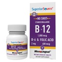 Superior Source No Shot Vitamin B-12 Kyanokobalamin 1000 mcg, B-6, kyselina listová 400 mcg - Podpora zdraví mozku a srdce - Podpory přírodní energie úrovně - 60 Sublingvální rozpuštění tablety