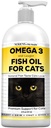 Uzliny Přírodní rybí olej pro kočky Kůže & Coat - 100% čistý Omega 3 Rybí olej pro lupy & Hairballs - Kočičí vitaminy a doplňky Rybí olej tekutý pro společné záněty, imunitní podpora a trávení