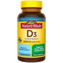 Nature Made Vitamin D3 5000 IU (125 mcg) Softgels, extra síla doplněk vitaminu D pro podporu kostí a imunitního zdraví, 360 Počet, 360 denní zásobování