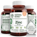 Natural Nutra zink Gluconate 50mg dodatek pro imunitní podporu, podporuje zdraví pokožky, poskytuje Ease From Flu & Cold, Boost Learning & Paměť, Vylepšení chuť a vůně, Gluten zdarma 50mg 100 Vegan tablety