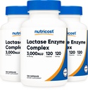 Nutricost Lactase Enzyme Complex 3000 FCC ALU, 120 Veggie Kapsle - Non- GMO, Gluten Free, 120 Servings (3 láhve)