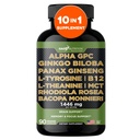 Gade Nutrition Alpha GPC + Ginkgo Biloba + Panax Ginseng + L- Tyrosin, L- Theanine, Bocopa Monnieri, Rhoddiola Rosea, B12, MCT
